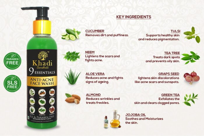 Khadi Sanskriti 9 Essentials Anti-Acne Face Wash